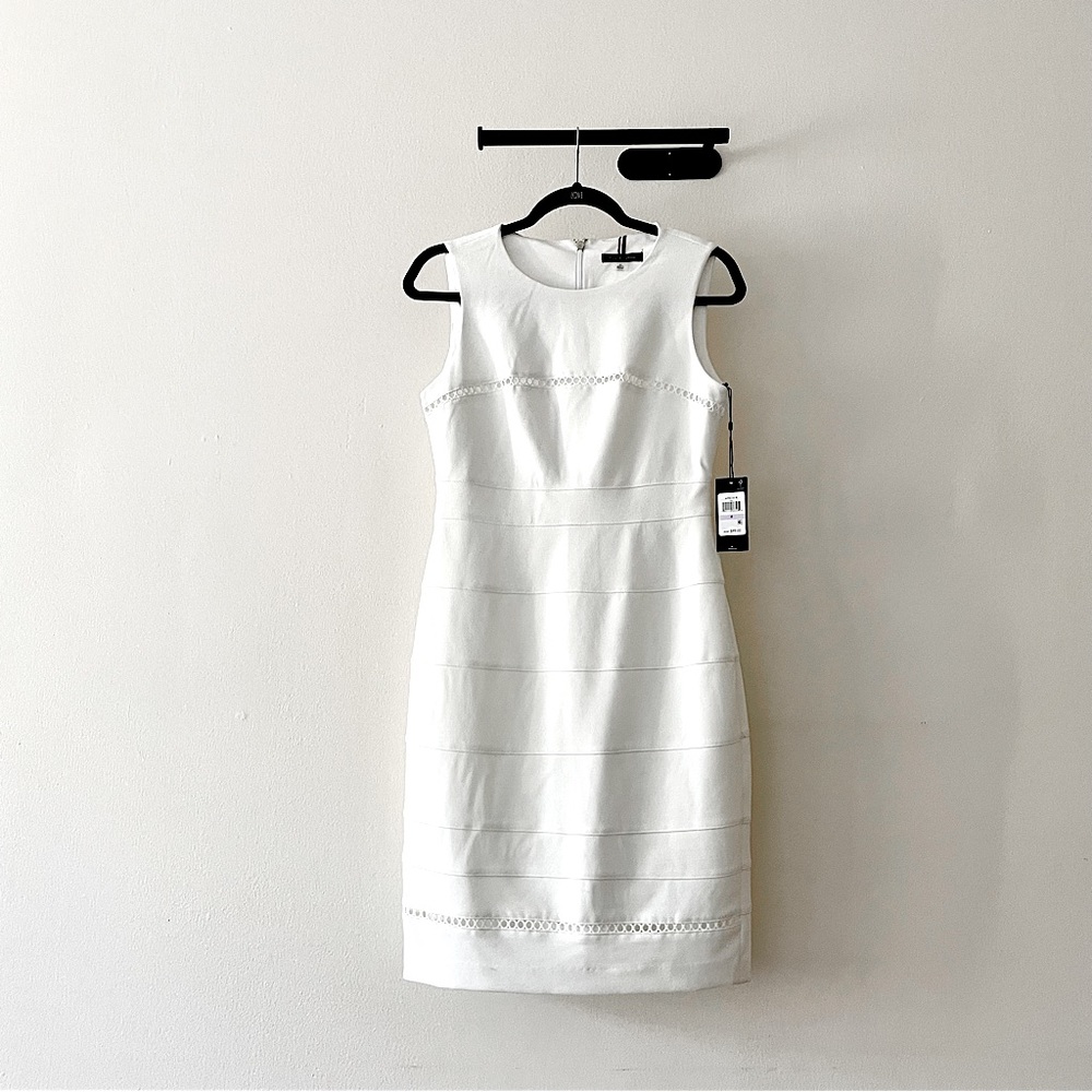 Tommy Hilfiger textured knit sleeveless sheath white dress